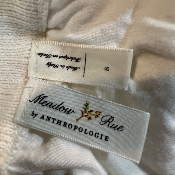 Anthropologie Meadow Rue Skirt Small Pull On Knee Length White EUC - Picture 5 of 6